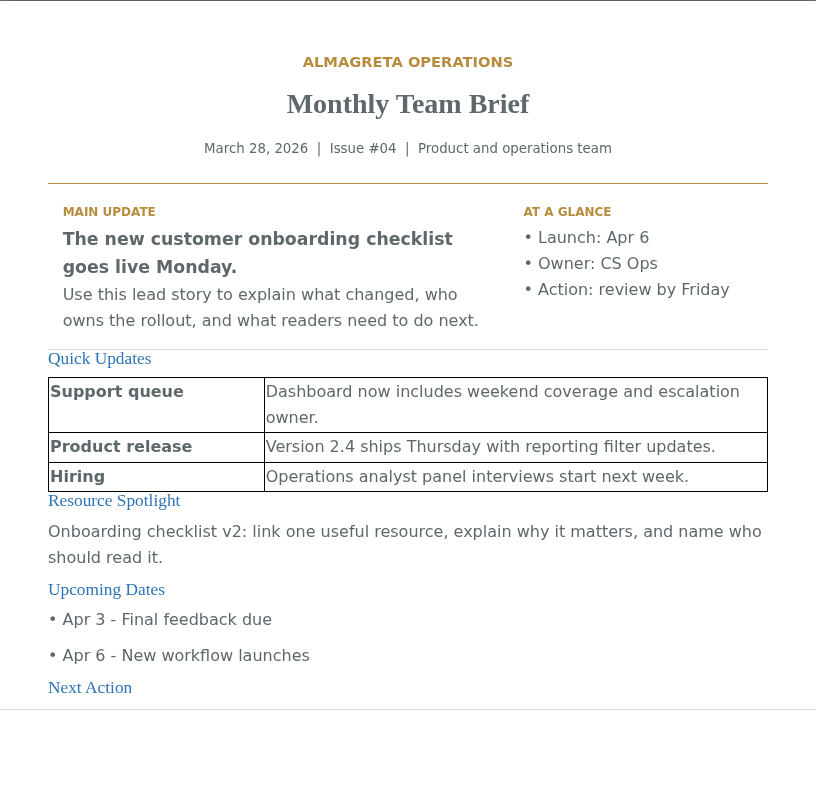 Professional Newsletter preview