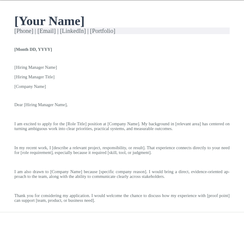 Clean Cover Letter preview
