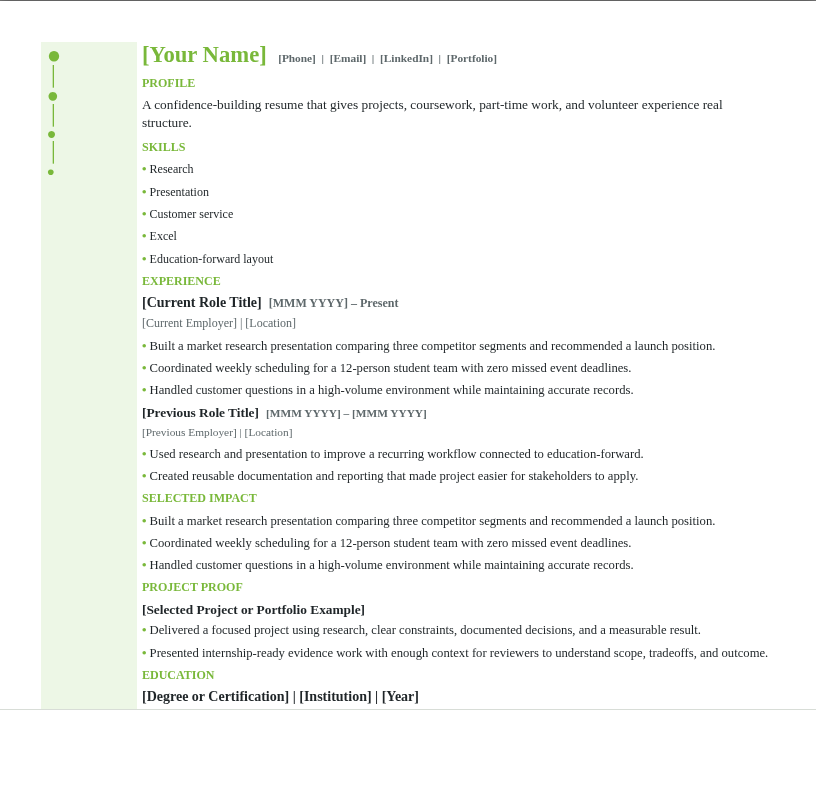 Early Career Resume preview