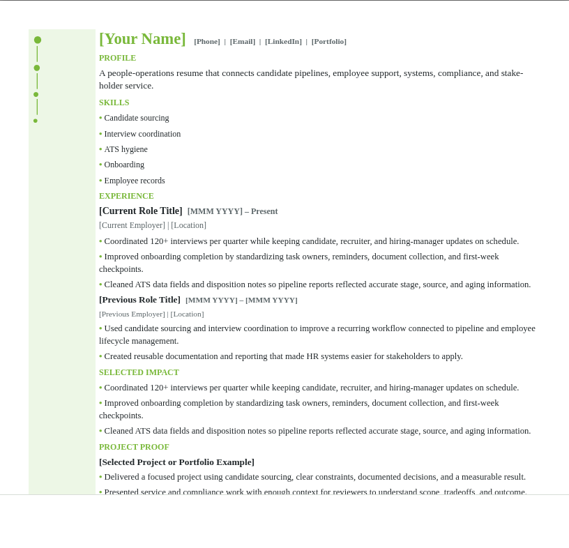 HR and Recruiting Resume preview
