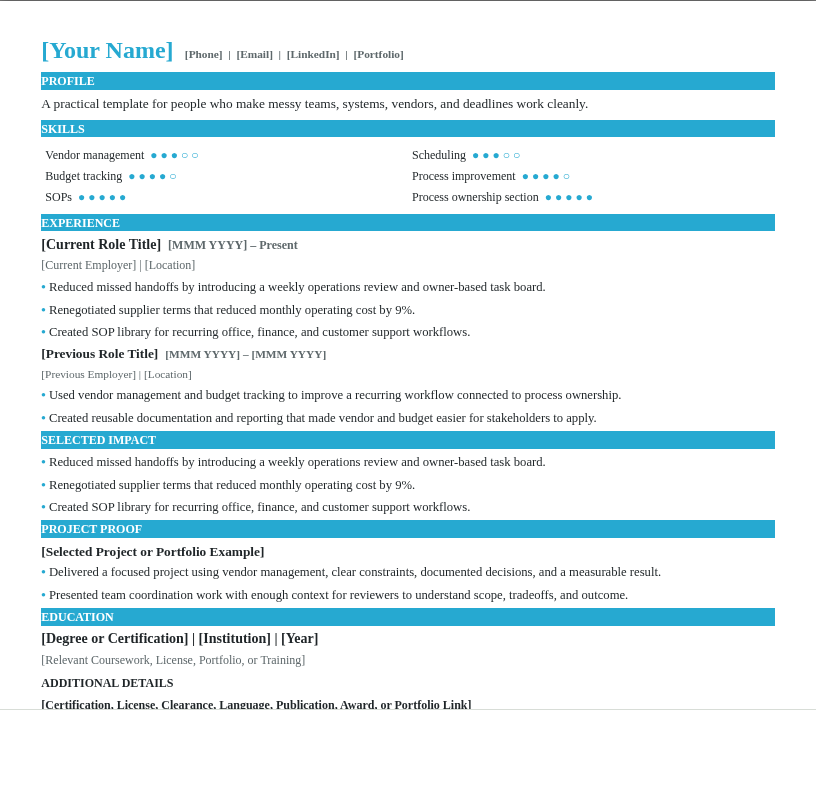 Operations Manager Resume preview